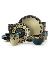 Elama Clay Heart 16 Piece Luxurious Stoneware Dinnerware Set