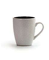 Elama Modern Dot 16 Piece Luxurious Stoneware Dinnerware Set