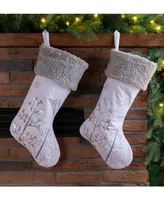 Glitzhome Fleece with Christmas Tree and Snowflake Stocking, Set of 2