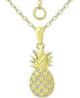 Giani Bernini Cubic Zirconia Pineapple Pendant Necklace in 18k Gold-Plated Sterling Silver, 16" + 2" extender, Created for Macy's