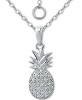 Giani Bernini Cubic Zirconia Pineapple Pendant Necklace in Sterling Silver, 16" + 2" extender, Created for Macy's