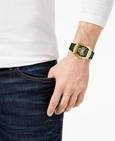 Guess Men's Black Leather & Silicone Flex Strap Watch 43mm