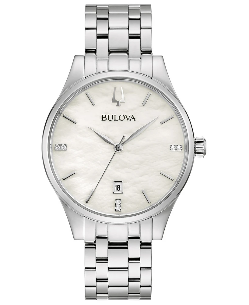 Bulova Women's Classic Diamond-Accent Stainless Steel Bracelet Watch 36mm