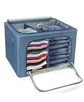 Sorbus 2 Pack Large Foldable Storage Box - Metal Frame, Oxford Fabric, Window & Handles Organization for Bedroom, Linens Clothes (Beige