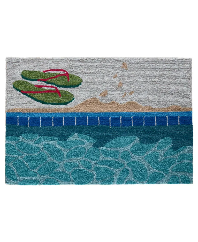 Liora Manne' Frontporch Poolside Aqua 2' x 3' Outdoor Area Rug