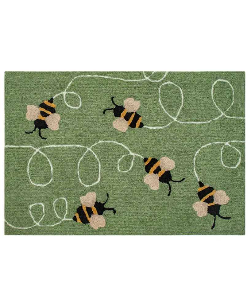 Liora Manne' Frontporch Buzzy Bees Green 2' x 3' Outdoor Area Rug