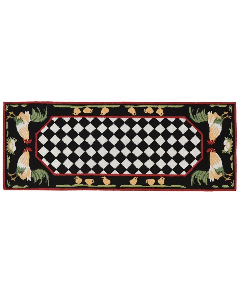 Liora Manne' Frontporch Rooster Black and Gray 2' x 5' Runner Rug