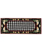 Liora Manne' Frontporch Rooster Black and Gray 2' x 5' Runner Rug