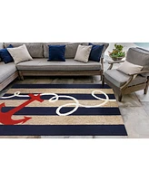 Liora Manne' Frontporch Anchor Blue 3'6" x 5'6" Outdoor Area Rug