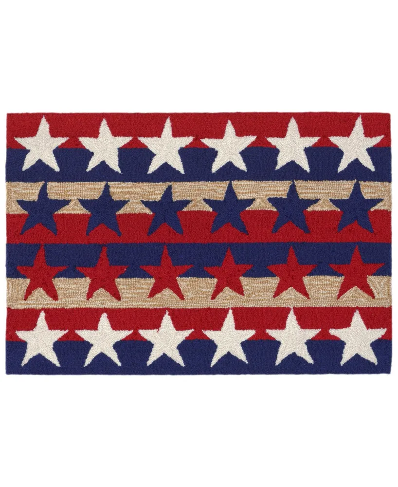 Liora Manne' Frontporch Stars and Stripes Red 1'8" x 2'6" Outdoor Area Rug