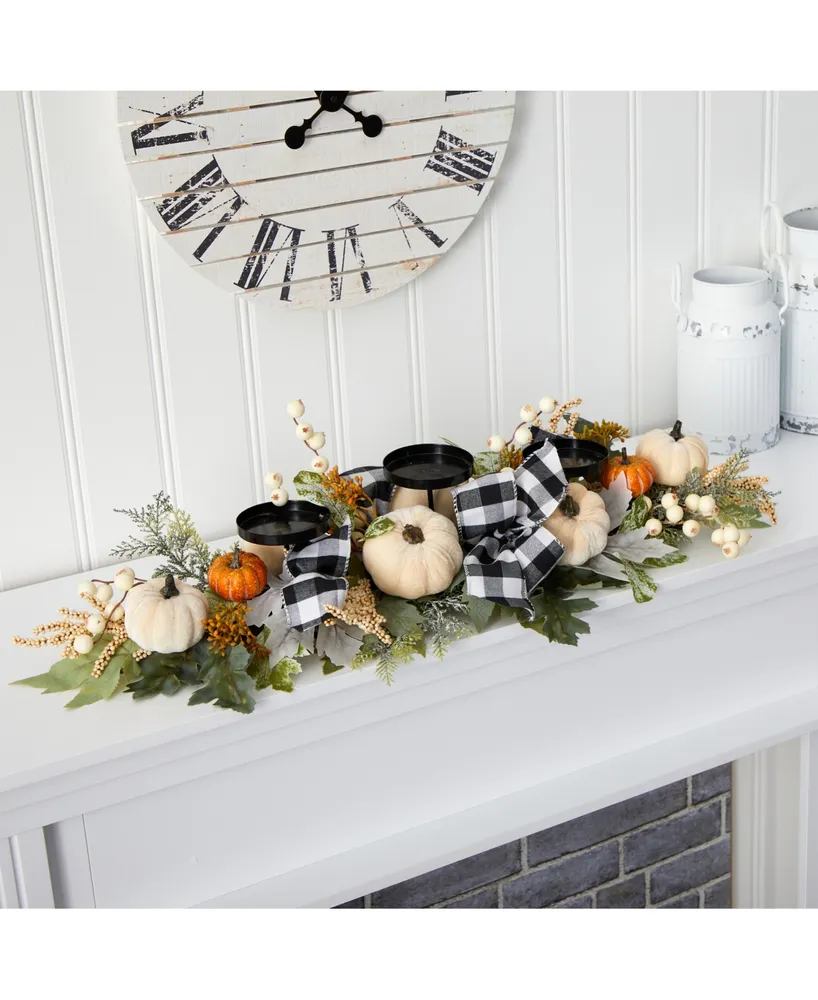 Nearly Natural Pumpkin and Berries Artificial Candelabrum