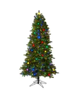 Nearly Natural Montana Mountain Fir Artificial Christmas Tree with 450 Multi Color Led Lights and Instant Connect Technology, 45 Globe Bulbs and 1042