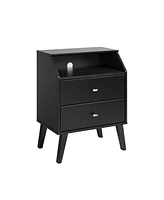 Prepac Milo Mid Century Modern 2 Drawer Nightstand with Angled Top