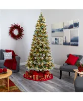 Nearly Natural Frosted Swiss Pine Artificial Christmas Tree with 550 Clear Led Lights and Berries