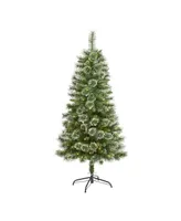 Nearly Natural Wisconsin Slim Snow Tip Pine Artificial Christmas Tree with 150 Clear Led Lights