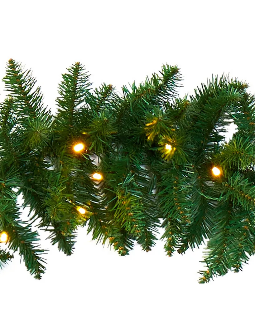 Nearly Natural Christmas Pine Artificial Garland with 50 Warm Led Lights