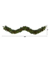 Nearly Natural Mixed Pine Artificial Christmas Garland with 50 Clear Led Lights, Berries and Pinecones