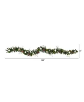 Nearly Natural Ornament and Pinecone Artificial Christmas Garland with 50 Clear Led Lights