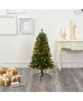 Nearly Natural Vermont Fir Artificial Christmas Tree with 100 Clear Led Lights