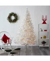 Nearly Natural Artificial Christmas Tree with Bendable Branches and Clear Led Lights