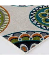 Portland Textiles Tropicana Burnette White 8'8" x 11'10" Outdoor Area Rug