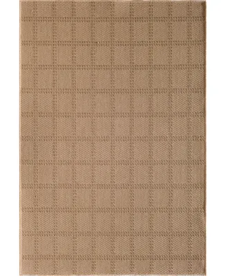 Portland Textiles Napoli Regular Plaid Tan 5'3" x 7'7" Outdoor Area Rug