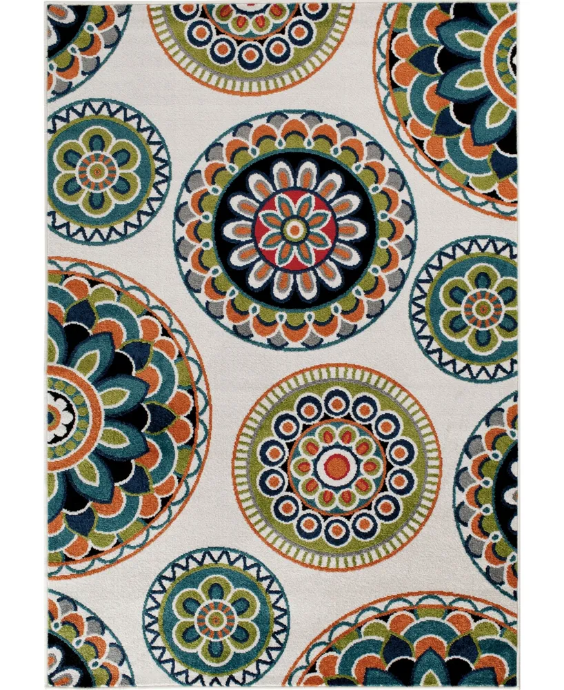 Portland Textiles Tropicana Burnette White 5' x 7'3" Outdoor Area Rug