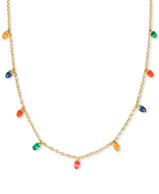 Holiday Lane Gold-Tone Multicolor Lightbulb Strand Necklace, 36" + 3" extender, Created for Macy's