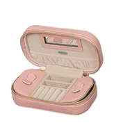 Mele Co. Lucy Travel Jewelry Case in Textured Pink Faux Leather