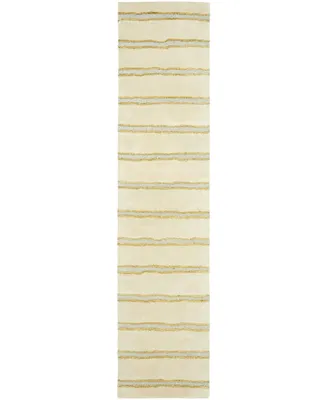Martha Stewart Collection Chalk Stripe MSR3617A Tan/Beige 2'3" x 10' Runner Rug