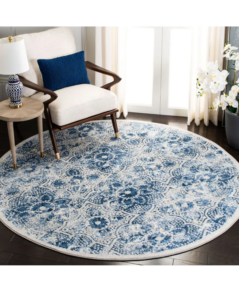 Martha Stewart Collection 2862 MSR2862D Cream/Blue 6'7" x 6'7" Round Area Rug