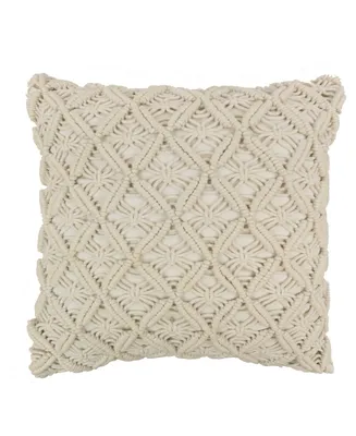 American Heritage Textiles Crochet Decorative Pillow, 18" x 18"
