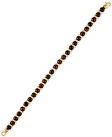 Esquire Men's Jewelry Red Tiger Eye Bead Bracelet in 14k Gold-Plated Sterling Silver, Created for Macy's