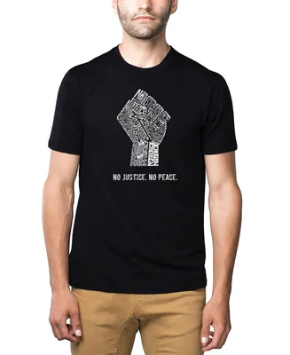 La Pop Art Men's Premium Word No Justice Peace T-shirt