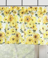 No. 918 Sunny Sunflower Print Semi-Sheer Rod Pocket Kitchen Curtain Valance, 54" x 14"