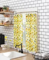 No. 918 Sunny Sunflower Print Semi-Sheer Rod Pocket Kitchen Curtain Valance and Tiers Set, 54" x 24"