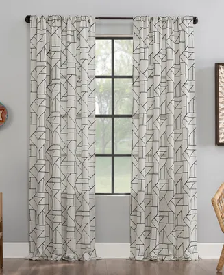 Jigsaw Embroidery 50" x 63" Linen Blend Curtain Panel