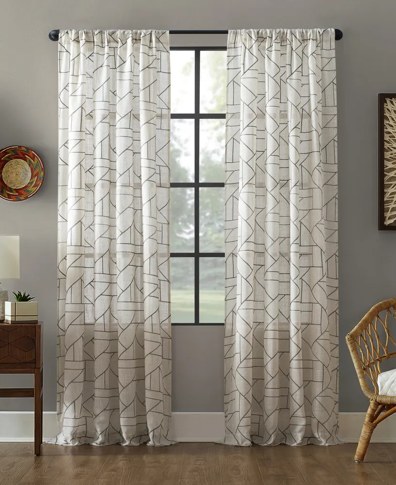 Jigsaw Embroidery Linen Blend Curtain