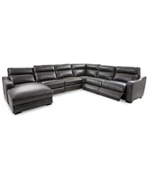 Gabrine -Pc. Leather Sectional with 2 Power Headrests & Chaise