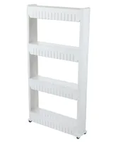 Vintiquewise Slim Storage Cabinet Organizer 4 Shelf Rolling Pull Out Cart Rack Tower with Wheels