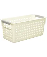 Vintiquewise Rectangular Plastic Shelf Organizer Basket with Handles