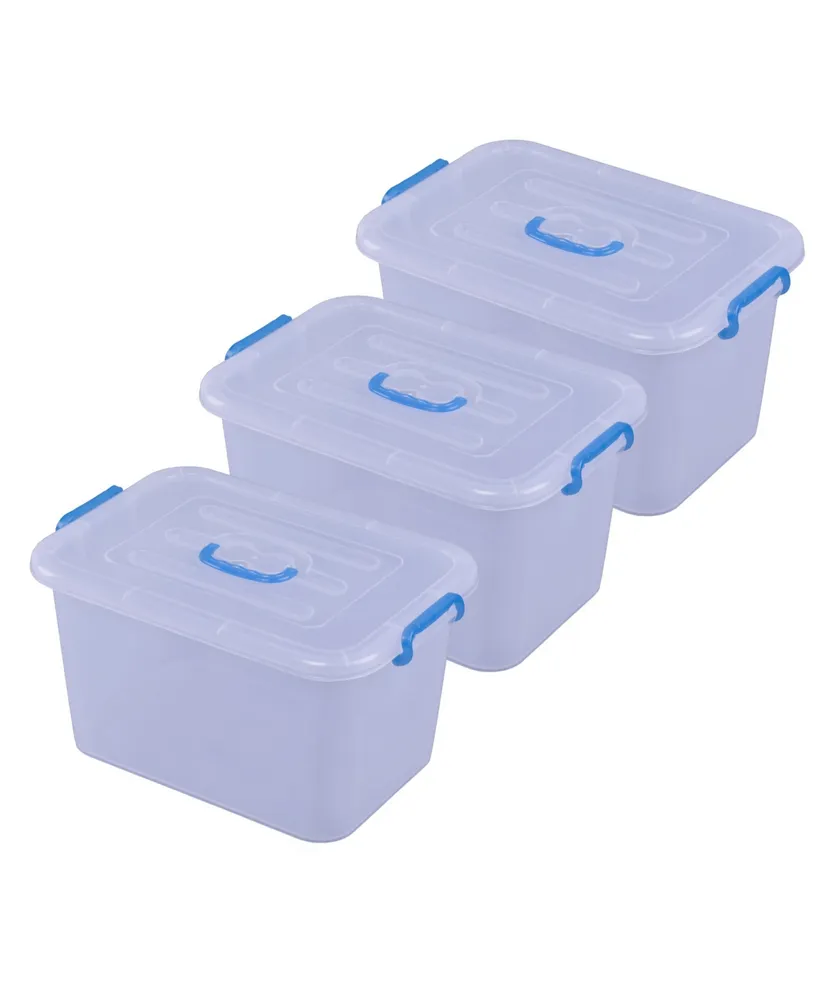 Vintiquewise Large Clear Storage Container with Lid and Handles, Set of 3