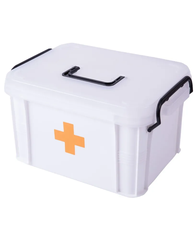 mDesign Plastic Divided First Aid Storage Box Kit with Hinge Lid