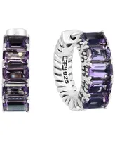 Effy Amethyst Small Hoop Earrings (3-1/3 ct. t.w.) in Sterling Silver, 0.57"