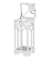 Glitzhome Set of 2 Wash White Farmhouse Wooden church window Frame Lanterns