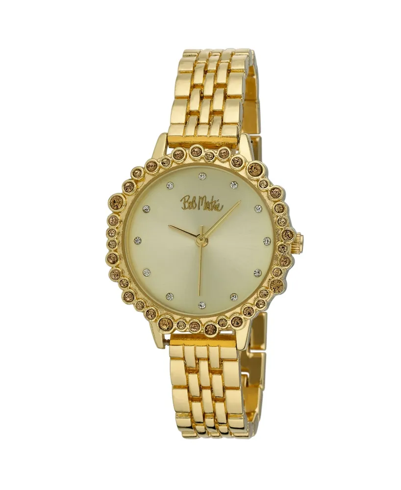 Bob Mackie Women's Gold-Tone Alloy Bracelet Crystal Bezel Watch, 31mm - Gold