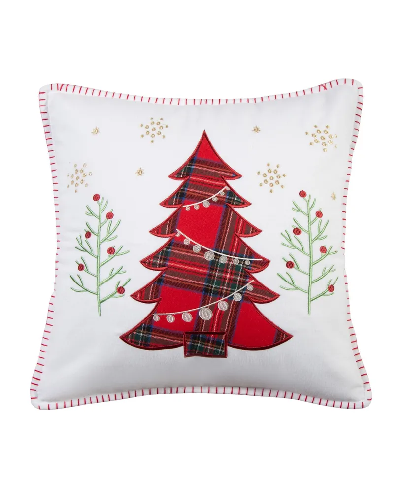 Levtex Spencer Red Plaid Tree Whipstitch Decorative Pillow, 18" x 18"