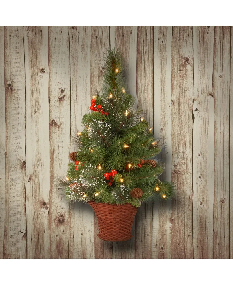 National Tree 3 ft. CrestwoodR Spruce Half Tree with Battery Operated Warm White Led Lights