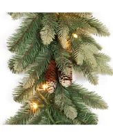 National Tree 9' Copenhagen Spruce Garland with Flocked Cones 50 Clear Lights