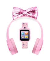 Kid's Playzoom Pink Sparkle Tpu Strap Smart Watch with Headphones Set 41mm